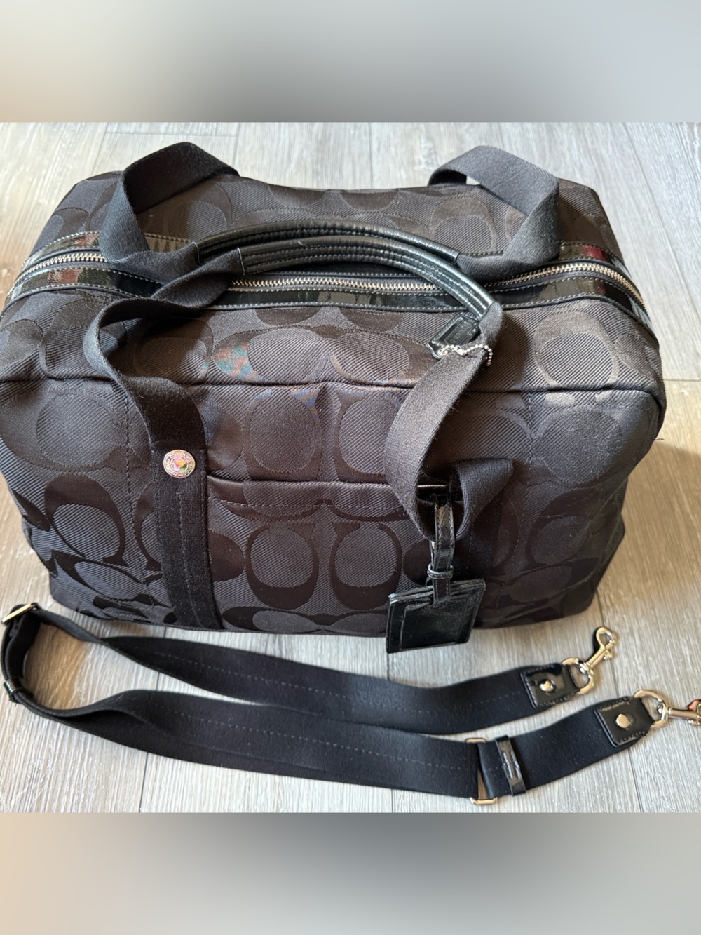 Coach Black Signature Canvas Weekender